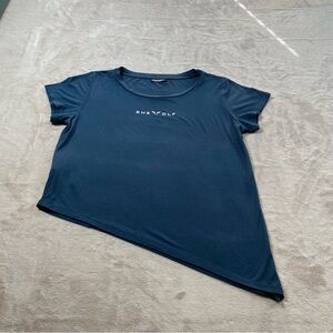 Squatwolf SheWolf Top Women’s Small – Asymmetrical Gym Shirt – Dark Navy Workout